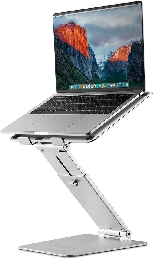 Laptop Stand Adjustable, Laptop Holder with Heat Vent, Aluminum Laptop Riser Ergonomic, Computer Stand for Desk, Compatible with Macbook, Dell, HP, 10-17" Laptop, Silver